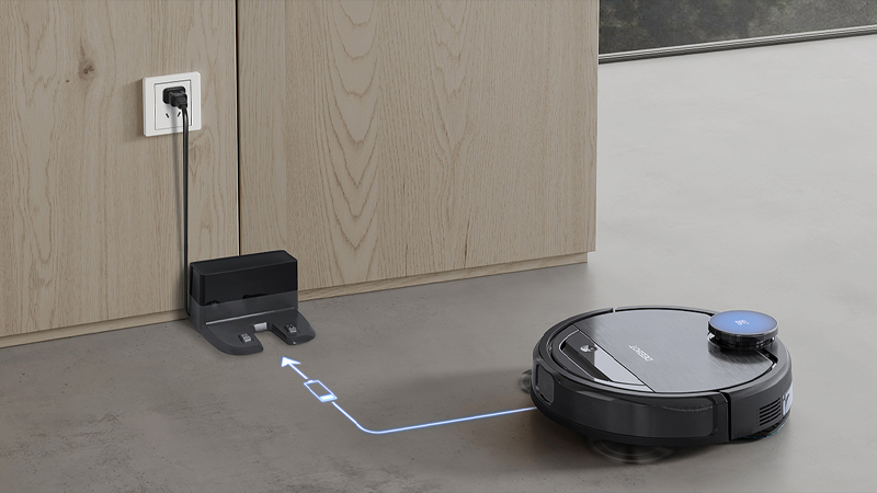 Robot h&uacute;t bụi Ecovacs tự về đế sạc